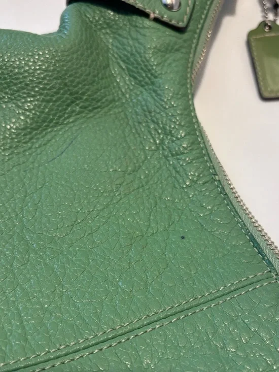 Coach Y2K Green Pebbled Leather Shoulder Hobo with Silver Hardware - Picture 8 of 8